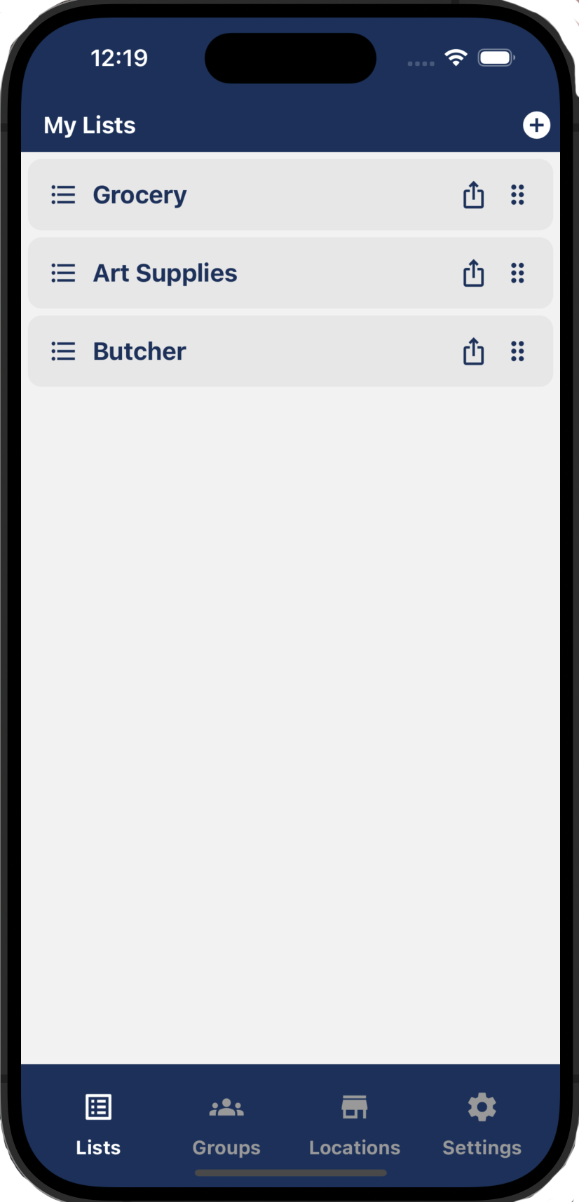 Dashboard of lists